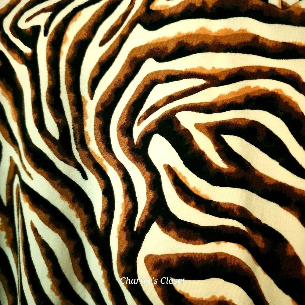 Jessica London Zebra Print Tunic 14/16 Keyhole Wrinkle-Free Casual Travel Top